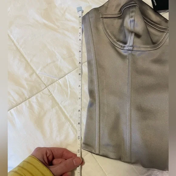 NWT Aritzia Dazzle Satin Bustier Top Ashen Size 10 - Picture 7 of 8